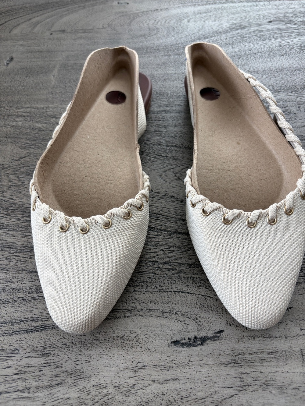 NIB Rothy's The Almond Slingback in Eyelet Ivory - Size 7.5